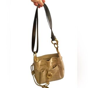 See By Chloé Tony Tan Suede & Leather Bucket Bag w/ Gold Ring Hardware-